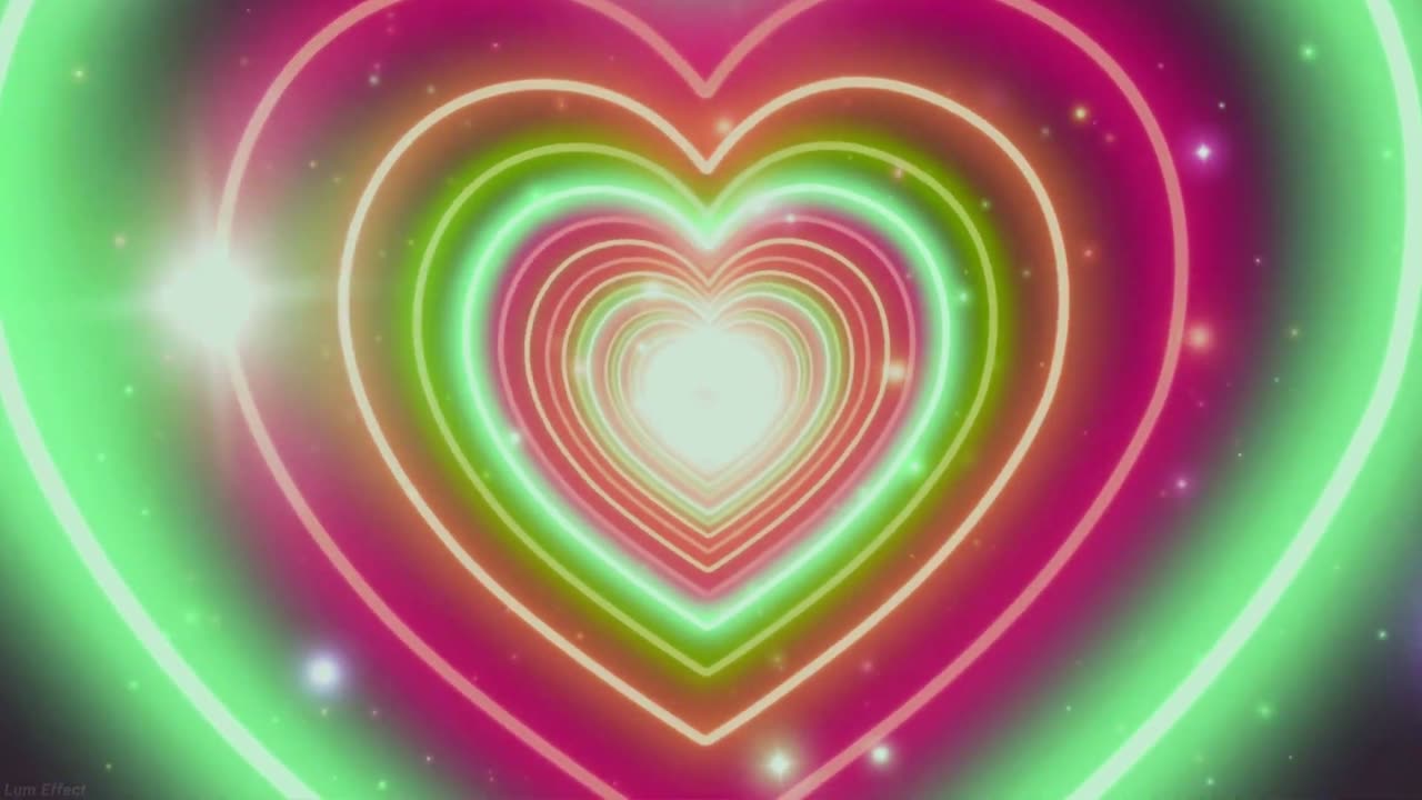 589. Love Heart Tunnel Video 💛💚Heart Background Bright