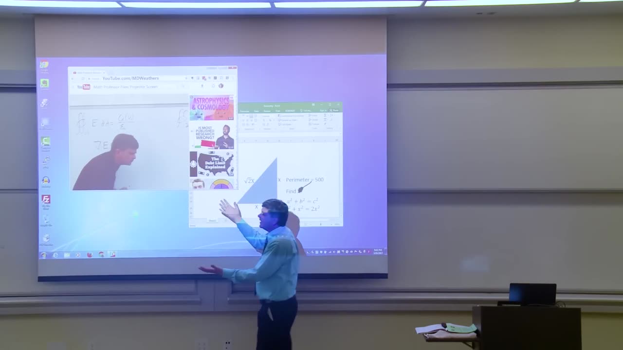 Math Professor Fixes Projector Screen (April Fools Prank)