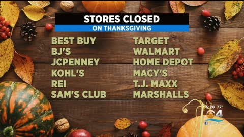 Stores closed on Thanksgiving