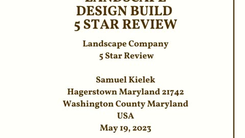 Landscape Design Build Hagerstown Maryland 5 Star Google Video Review