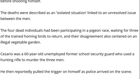 MURDER-SUICIDE: Pigeon Racer Shoots Dead Three Rivals & Then Kills Himself - Portugal