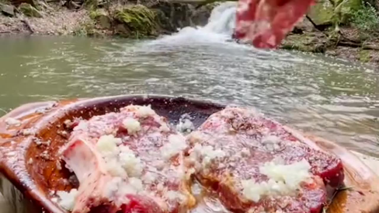 Beef ribs on stone, cooked on a new natural stove. 😍 🤤