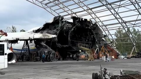 Ukraine. A crashed Antonov plane at the airport.