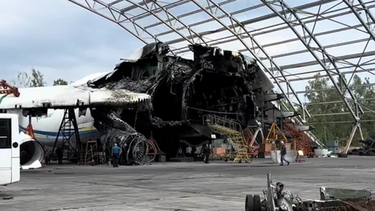 Ukraine. A crashed Antonov plane at the airport.