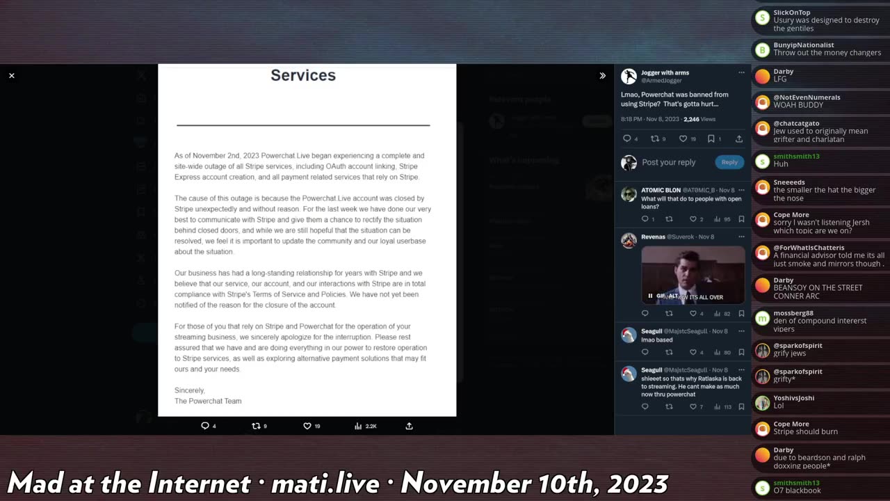 Stripe cuts Powerchat? - Mad at the Internet