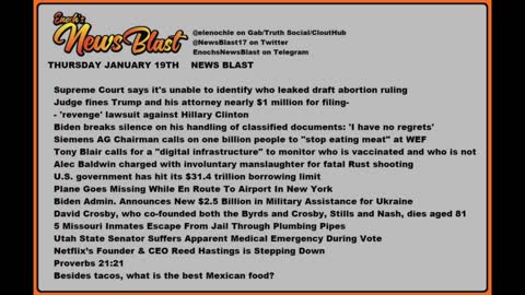 Thursday, January 19, 2023 News Blast.#Enoch #NewsBlastReading #NBR