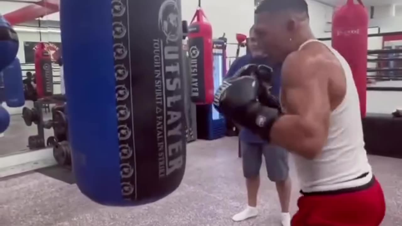 Teofimo Lopez hitting heavybag, 12/2024