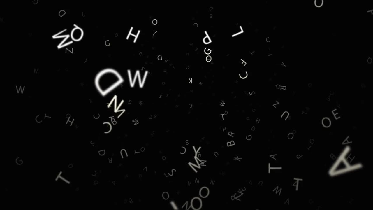 Random Letters in a black background