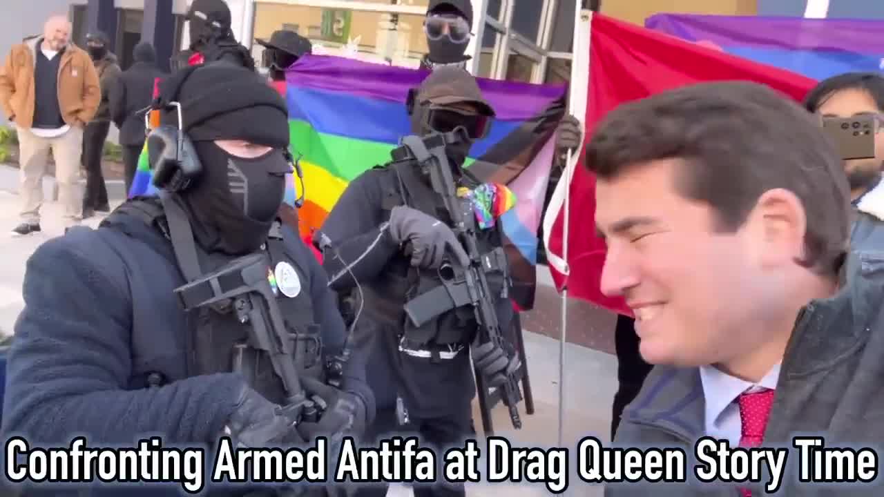 Confronting Armed Antifa at Drag Queen Story Time in Denton, Texas. Credit:Alex Stein 99