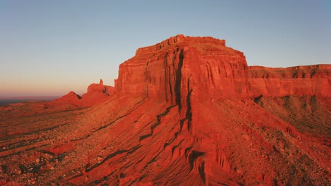 Monument Valley Desert & Brown Arizona Butte Aerial View. 4k.