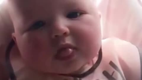 Funny baby eating video