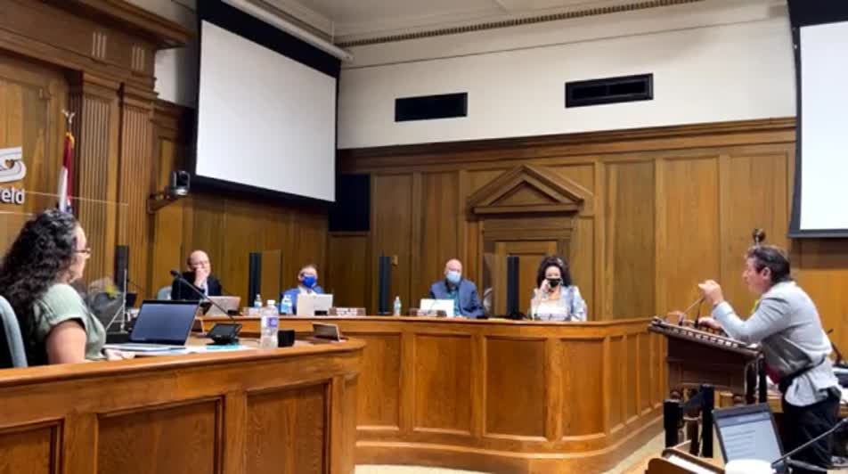 Christopher Key aka Vaccine Police, speaks at the Springfield Missouri City Council