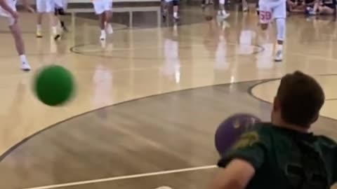 They landed every throw on him 😭 (via @College Dodgeball) #dodgeball #throw #funny