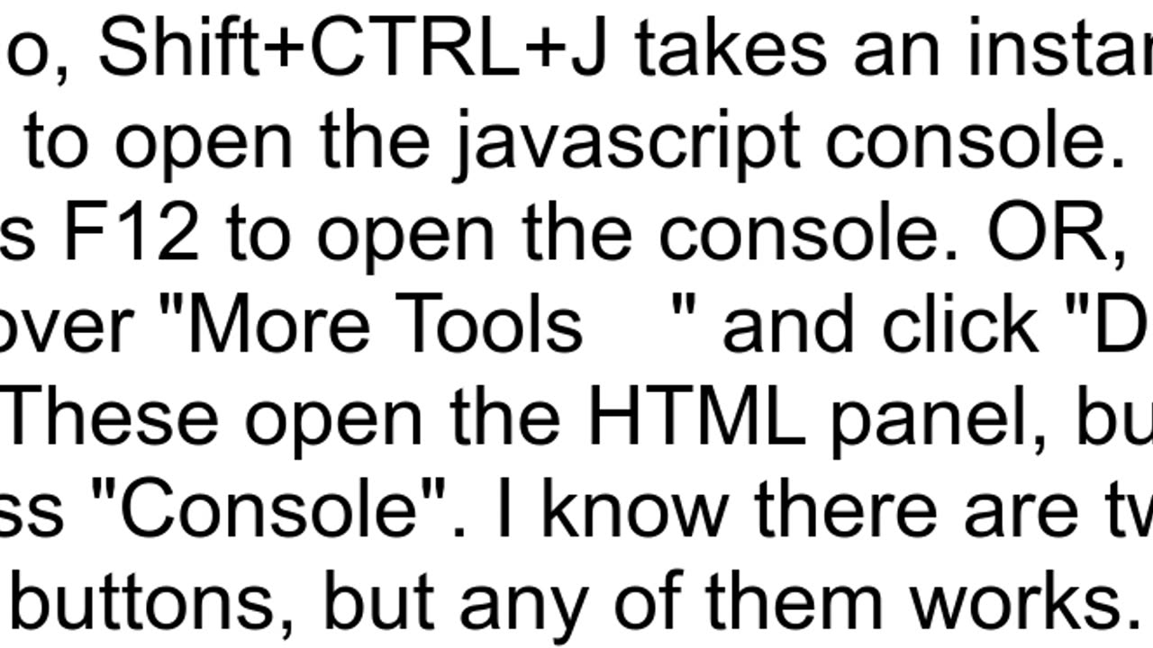 Chrome Developer Console shortcut CTRL Shift J does nothing