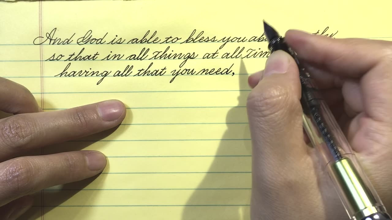 Cursive writing Meditation 2 Corinthians 9:8