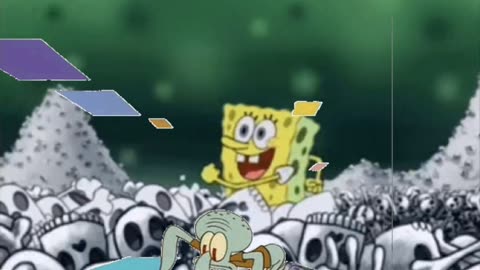Squidward Is Playing With Tiles While SpongeBob Runs Through Piles Of Skeletons ☠️
