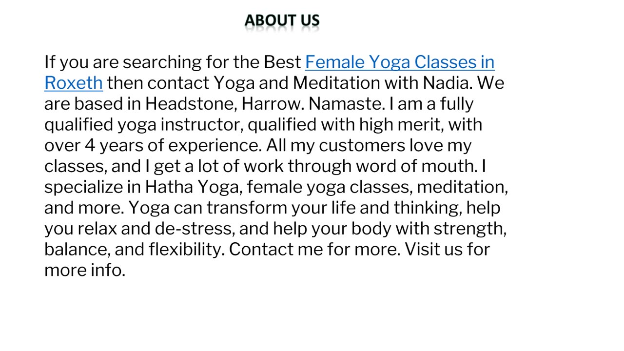 The Best Female Yoga Classes in Roxeth