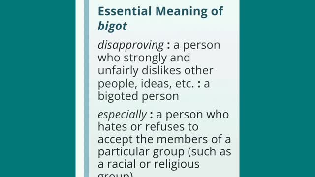 Definitions: White Supremacist, Racist, Bigot, Terrorist, Gay