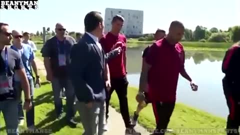 Cristiano Ronaldo Throws Reporter's Microphone Into Lake