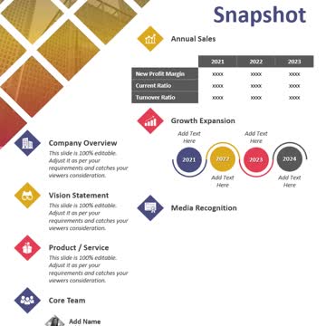 One Page Company Snapshot PowerPoint Slide