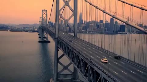 The Winter Glow of the Bay Bridge in San Francisco, California