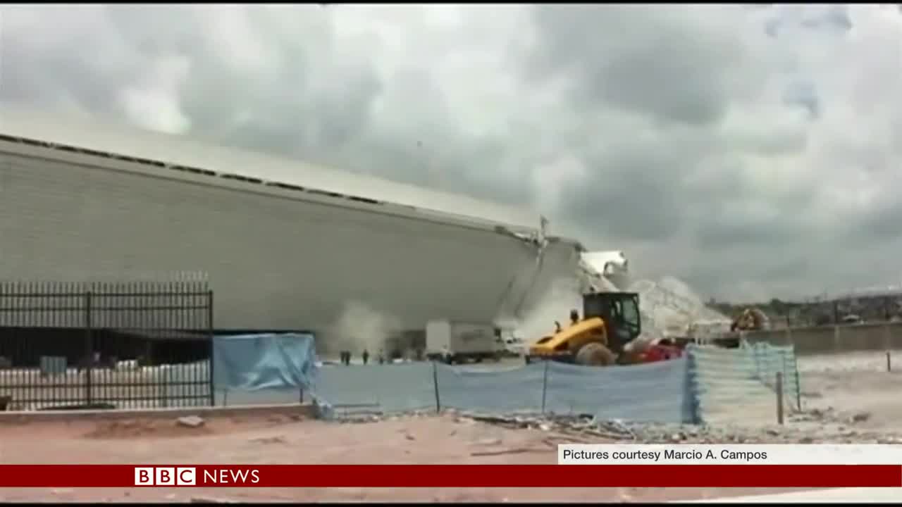 DRAMATIC FOOTAGE SHOWS BRAZIL CRANE COLLAPSE - BBC NEWS