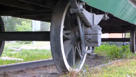 Portrait of the train wheels