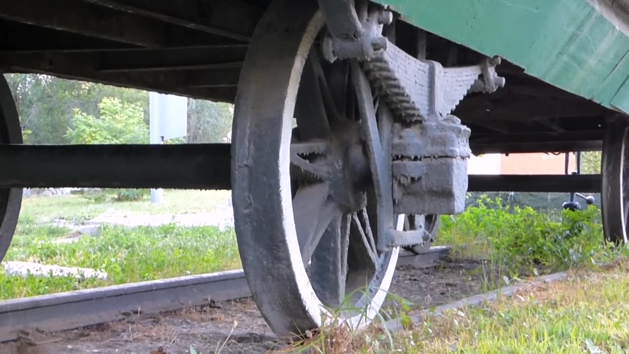 Portrait of the train wheels