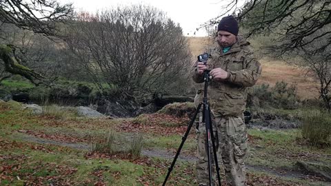 Using the GoPro to film the river at a wildcamp site.