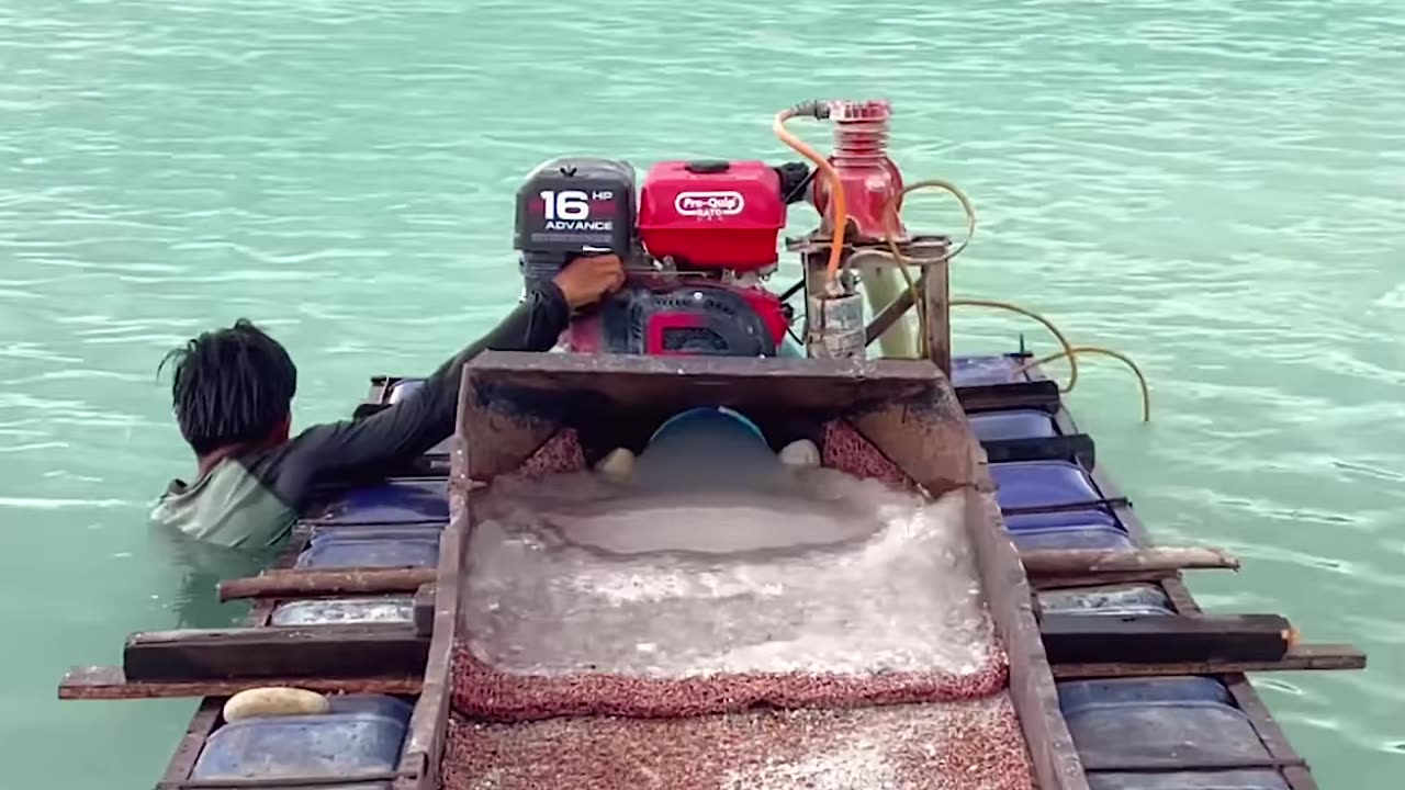 Pumping quarry water to find gold