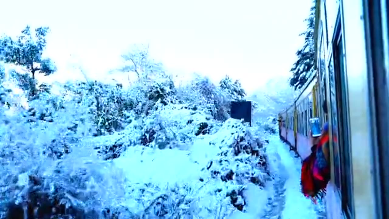 TRAIN TRAVEL IN SNOWY WINTER