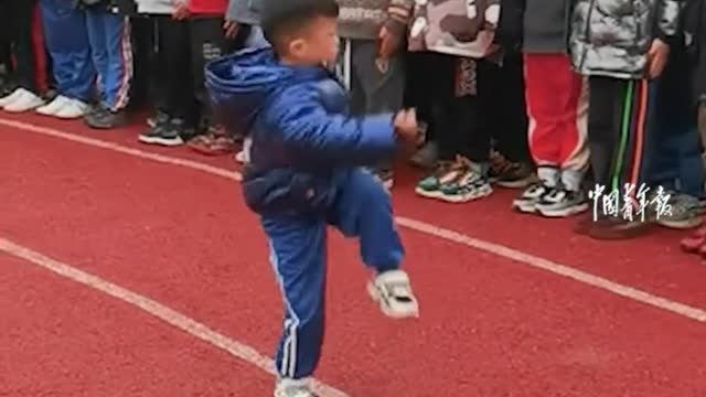 10-year-old boy demonstrates martial arts