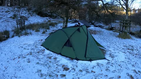 Inside and outside the Snugpak Scorpion 3 tent 15th Dec 2022