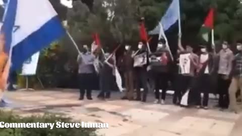 Hamas/Palestine supporters burn Israel flag and get burned