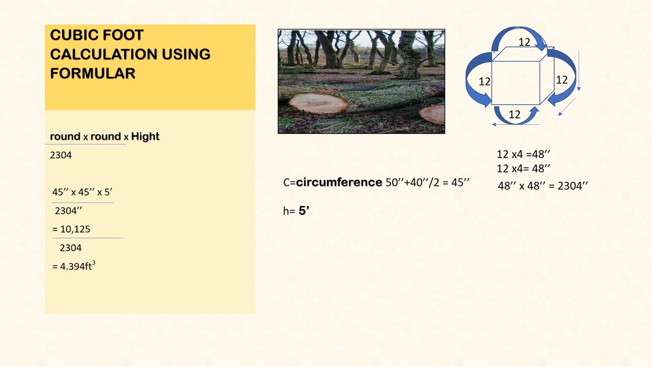 Cubic Foot Calculation of wood log