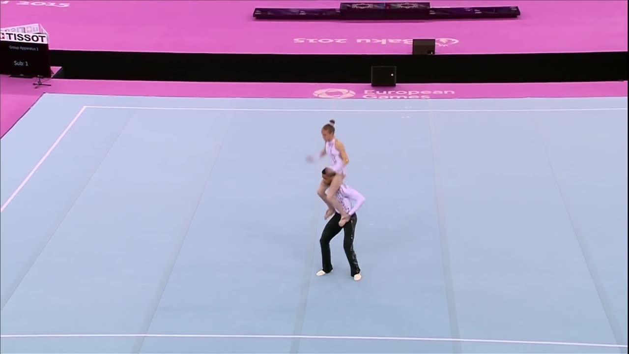 Russia win Gold in the Mixed Pair - Dynamic - Acrobatic Gymnastics - Baku 2015