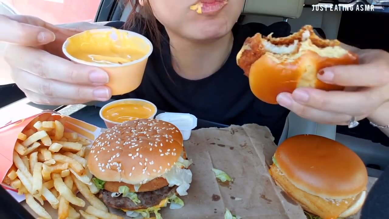 TWILIGHT ASMR best BURGER (ft. onion rings & fries) | burger eating/mukbang