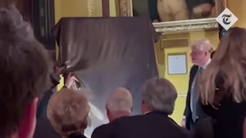 Boris Johnson unveils portrait of himself at Carlton club