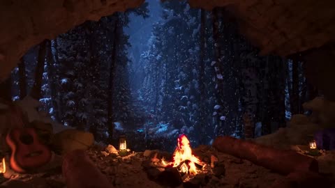 Relax In A Cozy Winter Cave With A Crackling Fire Winter Ambience 8 Hours