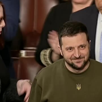 Volodymyr Zelenskyy receives a standing ovation from the swamp creatures in US Congress.