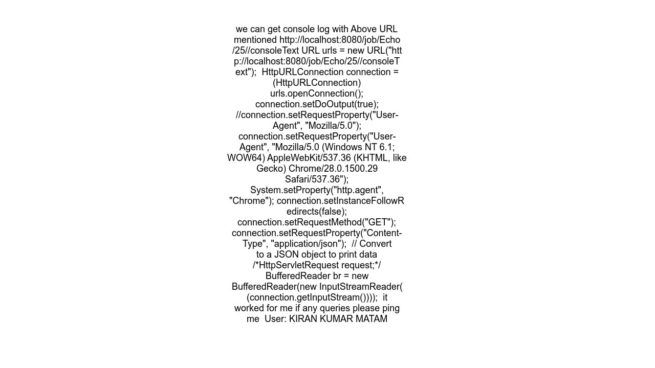 Jenkins REST API to get job and job console log