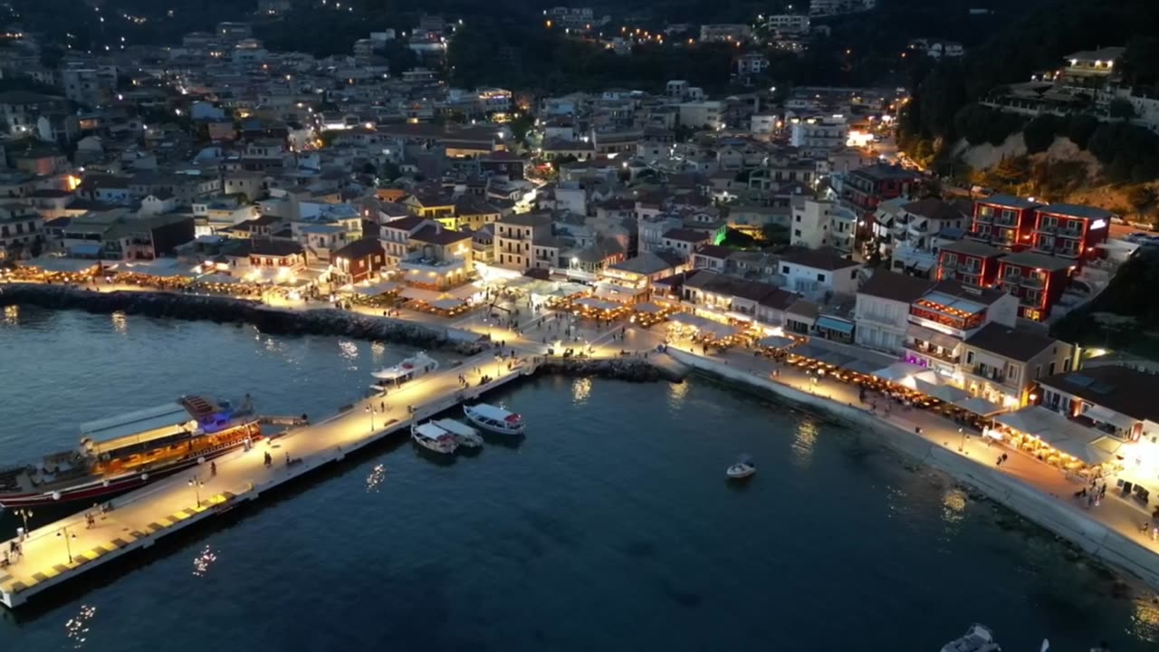 🇬🇷🏖️Parga Greece At Night By Air🏊