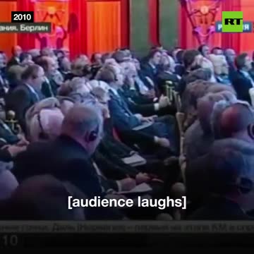 Putin in 2010 laughing about Germany's Energy Policy...Get the Clowns out!