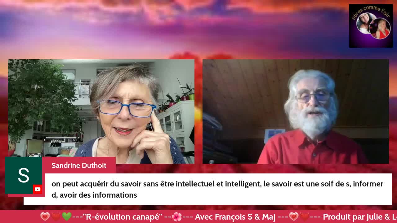 "R-évolution canapé"23/11 "Intellect & Intelligence" avec François Schmitt & Ma j