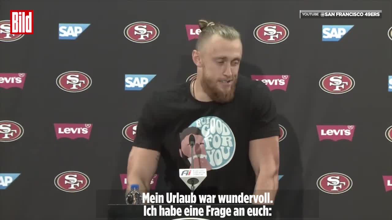 NFL-Star George Kittle überrascht Reporter mit lustiger Tier-Frage