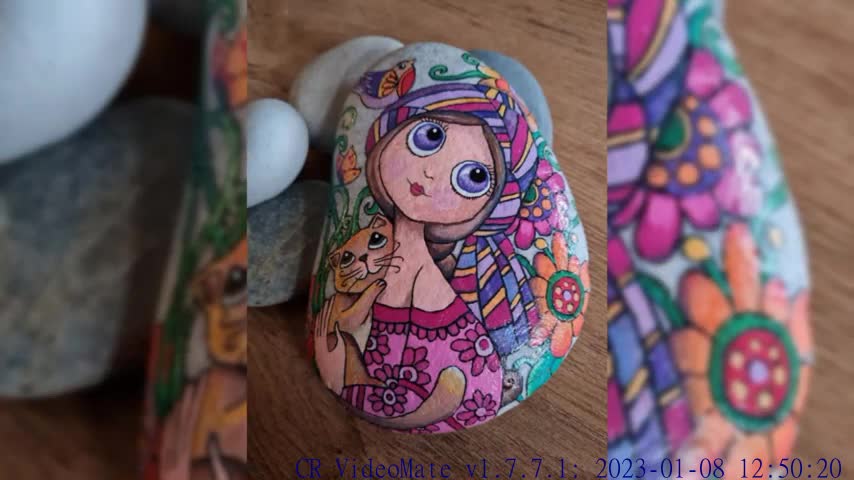 stunning cute doll painting on rock and stone