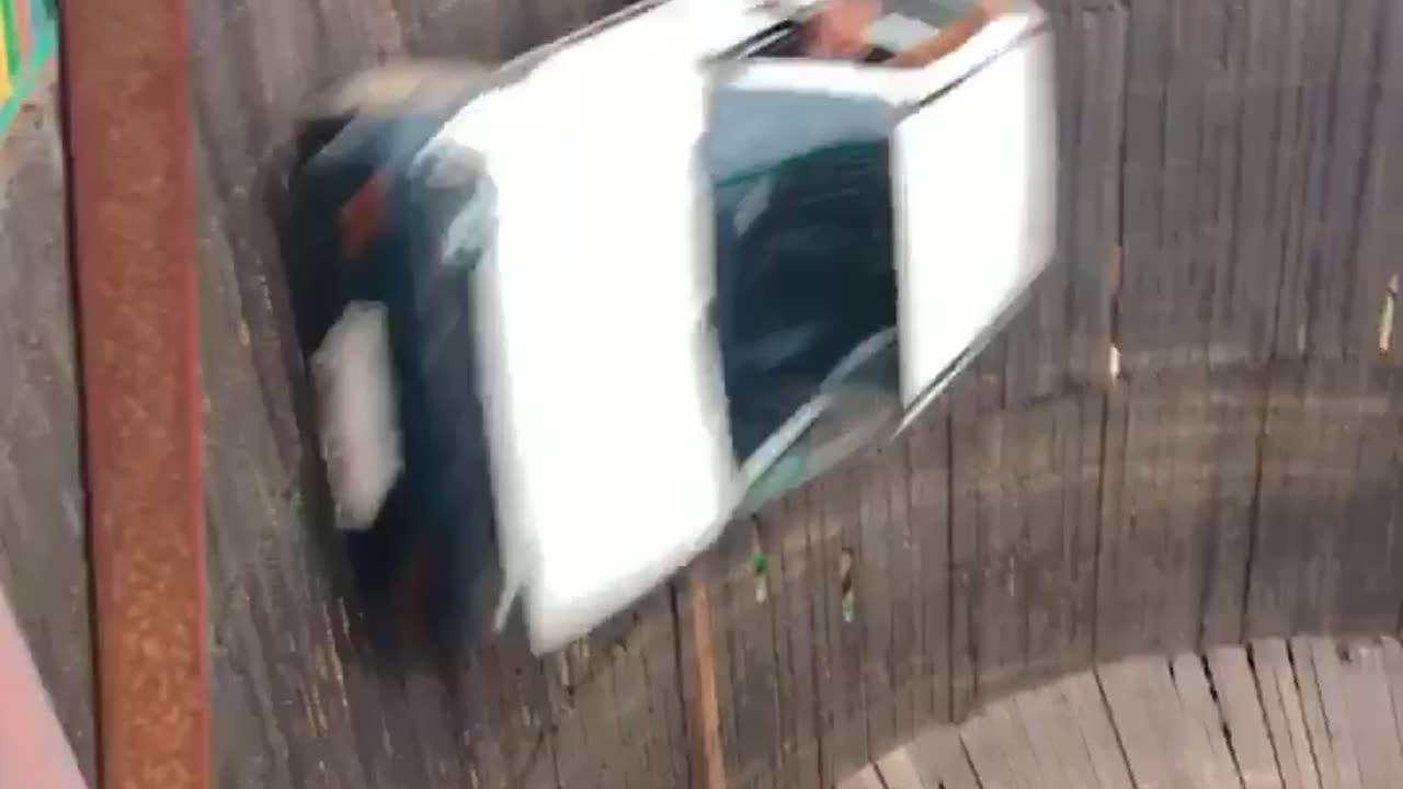 crazy stunt on bike and car