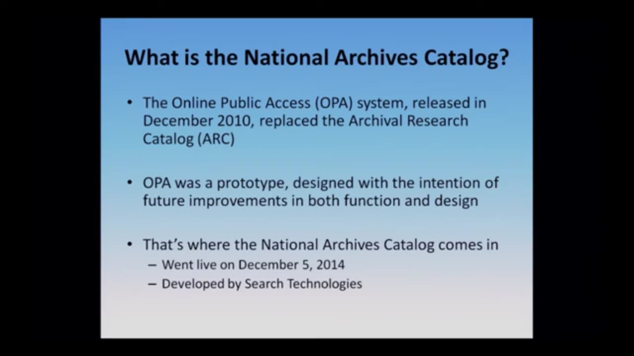 How to Use the New National Archives Catalog broadcast 2015 July 1