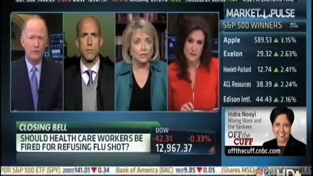 CNBC-TV "Closing Bell" Should Health Care Workers Be Fired for Refusing Flu Shots?