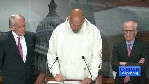 John Fetterman speaks at a press conference on the debt ceiling negotiations.